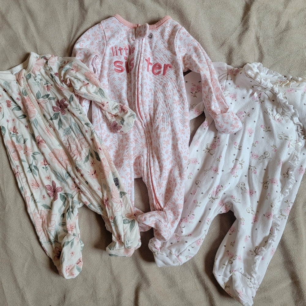Lot of Floral Footie Sleepers